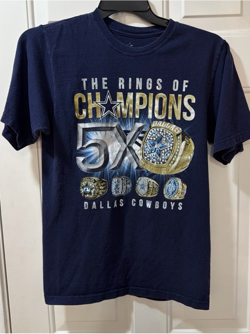 Dallas Cowboys NFL Boys Youth 5 Time Championship Shirt size Large